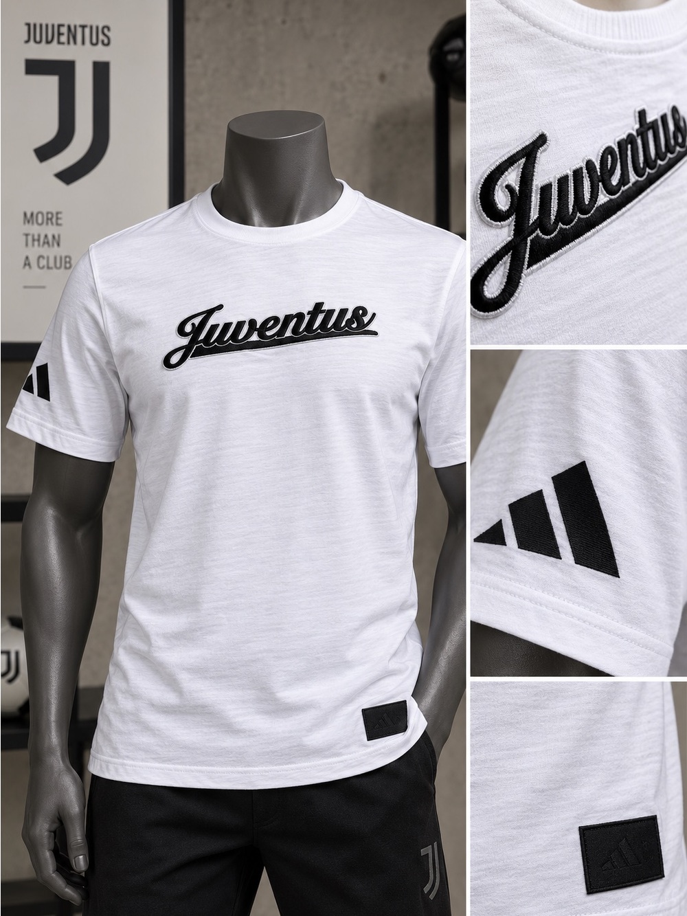 Adidas Juventus FC White Script Graphic Soccer Tee Size L